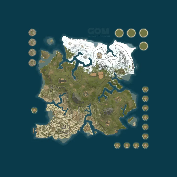 Map of GOM 10x PVE Grumpy Old Man |Kits|Skins|BackPack|Shop|RaidableBa